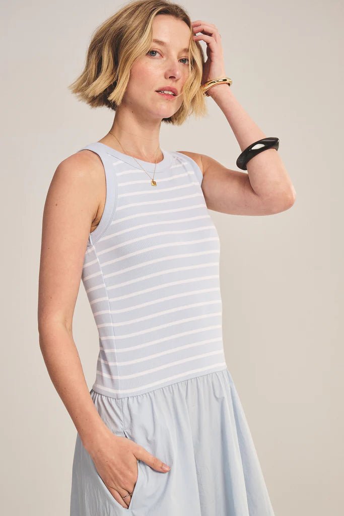 STRIPE RIB & POPLIN MIX MEDIA DRESS 1 Dresses VELVET Black XS