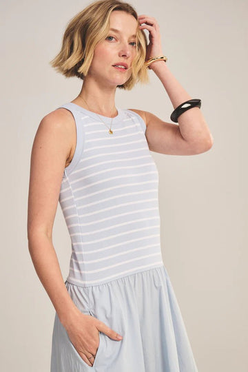 STRIPE RIB & POPLIN MIX MEDIA DRESS 1 Dresses VELVET Black XS