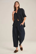 STRIPE RIB & POPLIN MIX MEDIA PANT Trousers VELVET MIDNIGHT 3XL