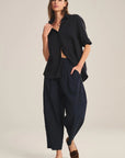 STRIPE RIB & POPLIN MIX MEDIA PANT Trousers VELVET MIDNIGHT 3XL