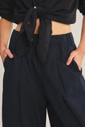 STRIPE RIB & POPLIN MIX MEDIA PANT Trousers VELVET MIDNIGHT L