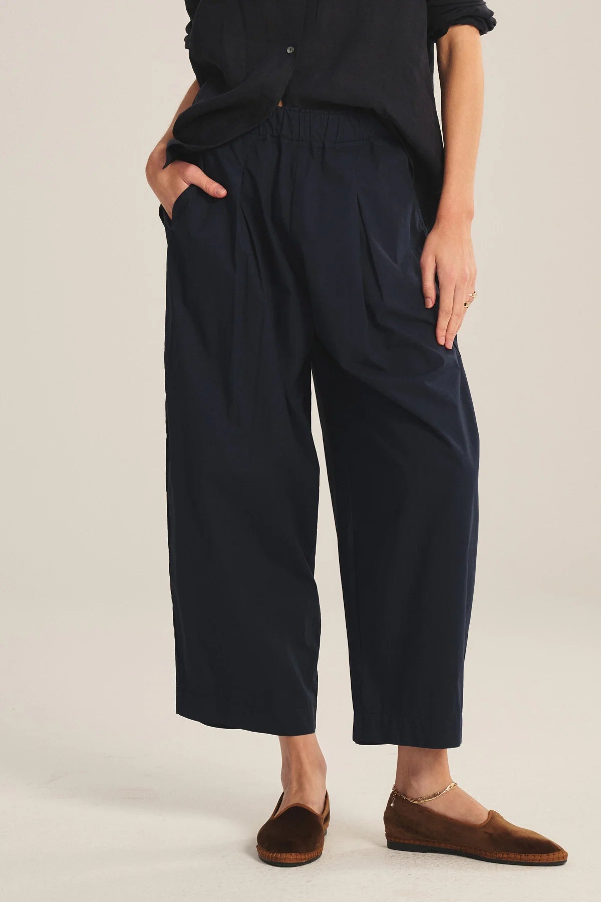 STRIPE RIB & POPLIN MIX MEDIA PANT Trousers VELVET MIDNIGHT XL