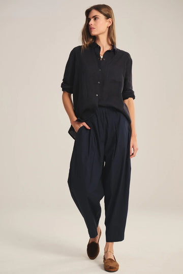 STRIPE RIB & POPLIN MIX MEDIA PANT Trousers VELVET MIDNIGHT XS