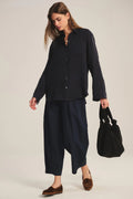 STRIPE RIB & POPLIN MIX MEDIA PANT Trousers VELVET MIDNIGHT S