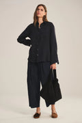 STRIPE RIB & POPLIN MIX MEDIA PANT Trousers VELVET MIDNIGHT M