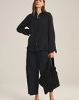 STRIPE RIB & POPLIN MIX MEDIA PANT Trousers VELVET MIDNIGHT M
