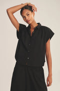 STRIPE RIB & POPLIN MIX MEDIA TOP Blouses VELVET SAHARA M