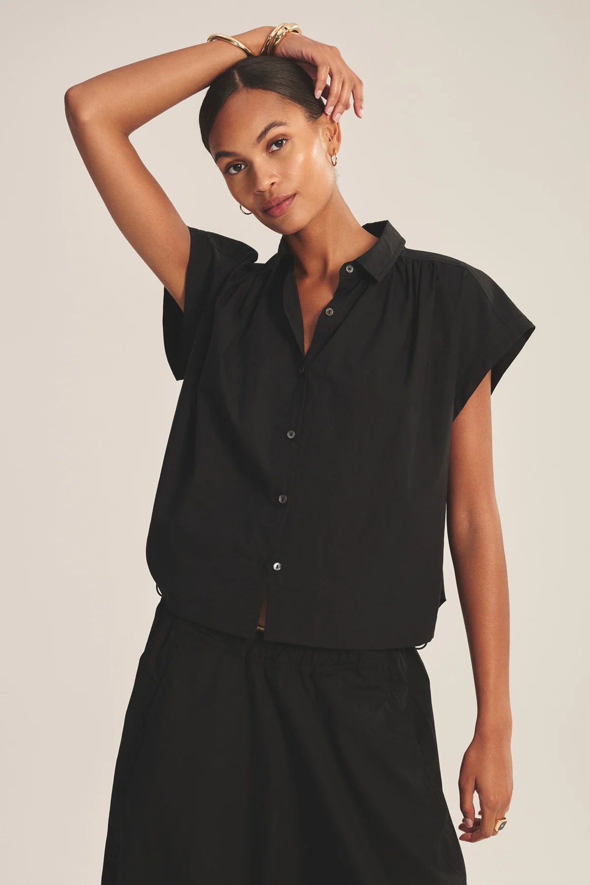 STRIPE RIB & POPLIN MIX MEDIA TOP Blouses VELVET SAHARA M
