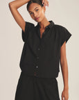 STRIPE RIB & POPLIN MIX MEDIA TOP Blouses VELVET SAHARA M