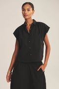 STRIPE RIB & POPLIN MIX MEDIA TOP Blouses VELVET