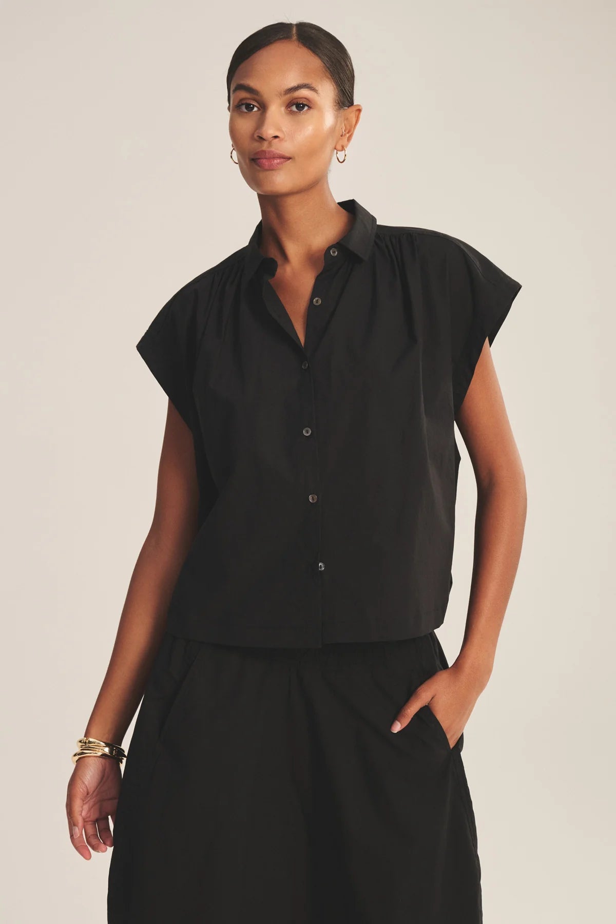 STRIPE RIB & POPLIN MIX MEDIA TOP Blouses VELVET