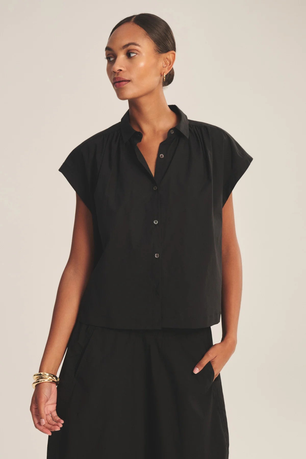 STRIPE RIB & POPLIN MIX MEDIA TOP Blouses VELVET SAHARA L