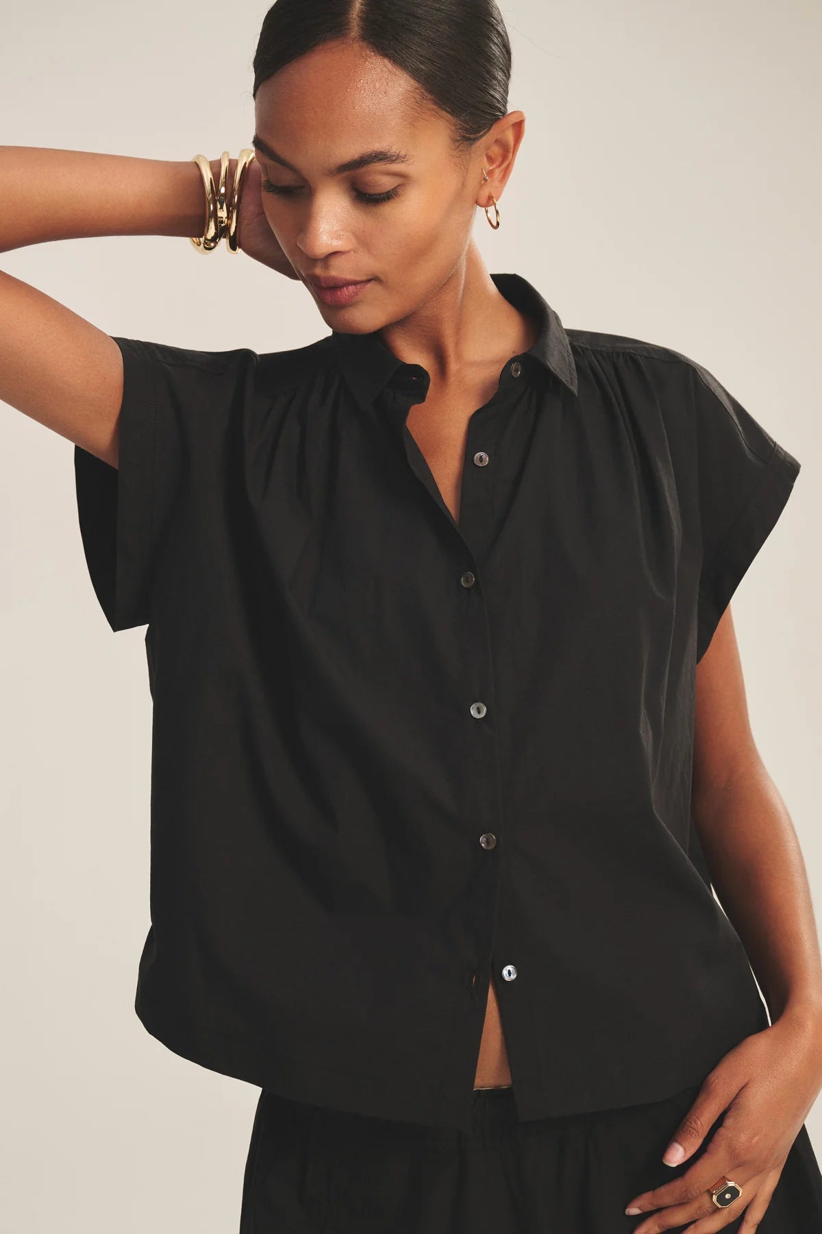 STRIPE RIB & POPLIN MIX MEDIA TOP Blouses VELVET SAHARA S