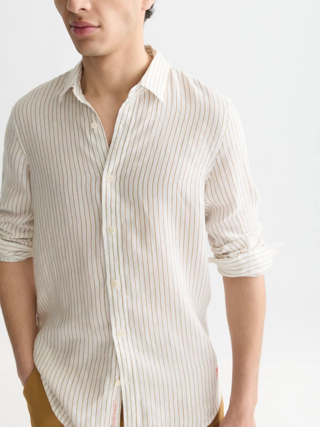 Striped Linen Regular-Fit Shirt Man Scotch & Soda Dijon Stripe XS