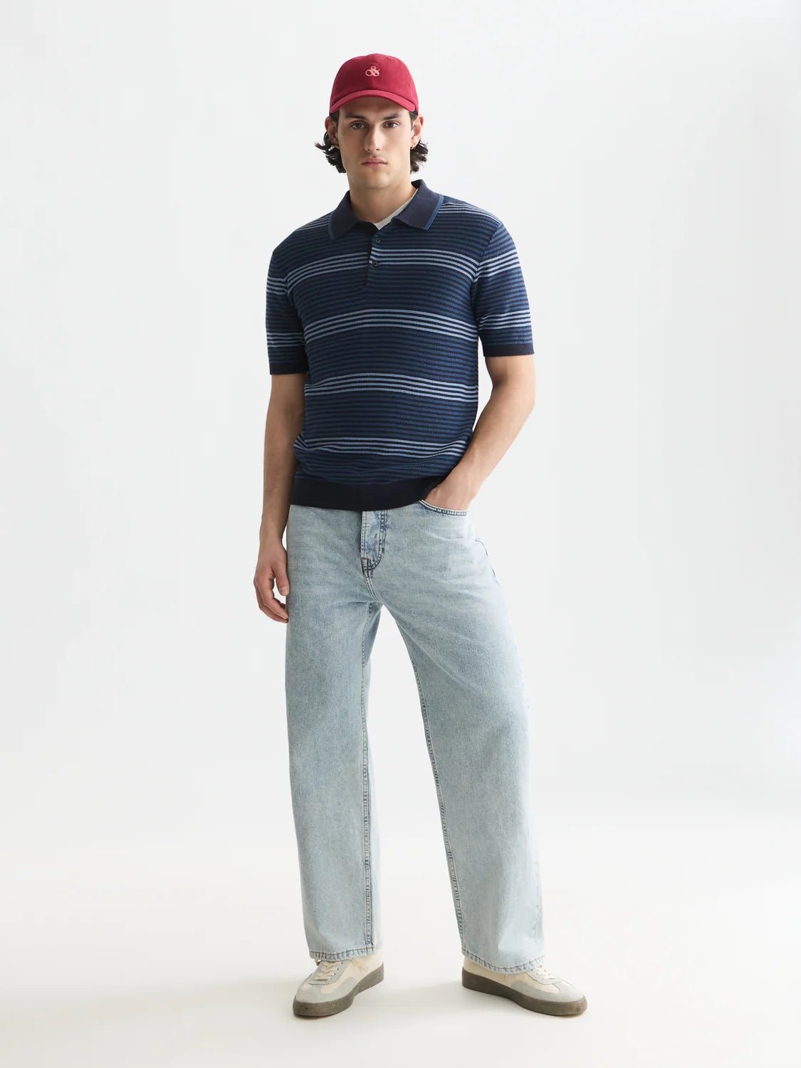 Striped Structured Knitted Regular-Fit Polo Man Scotch & Soda