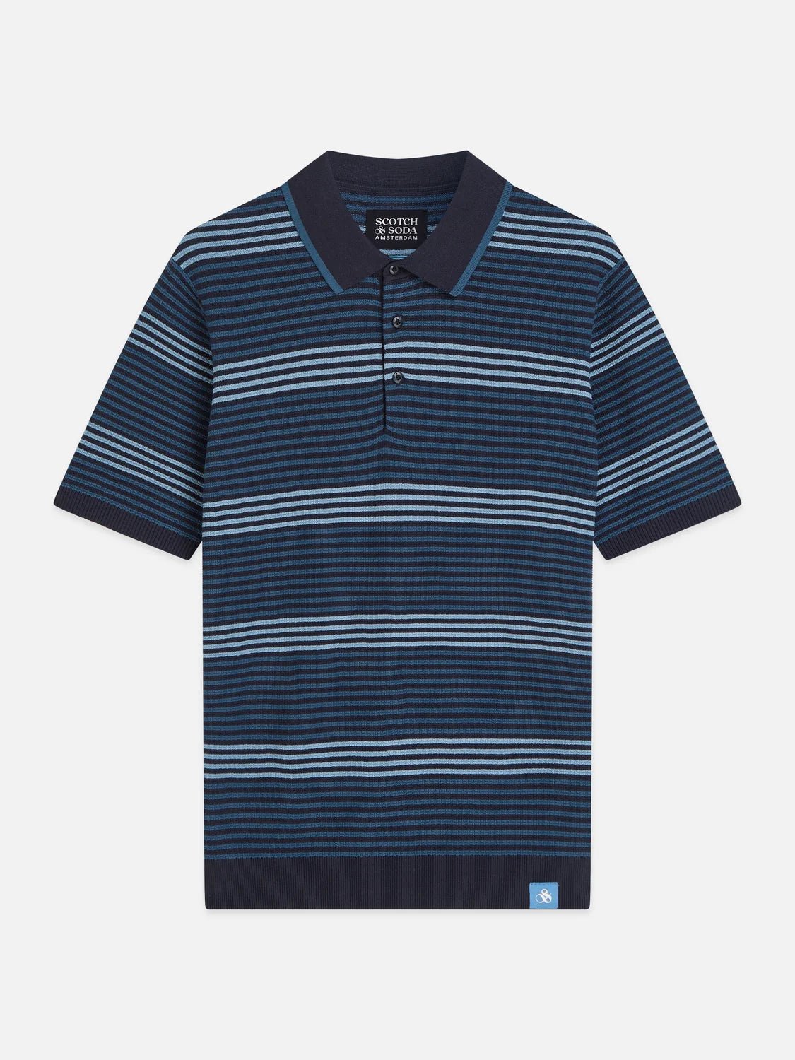Striped Structured Knitted Regular-Fit Polo Man Scotch & Soda Ensign Blue Stripe XXL