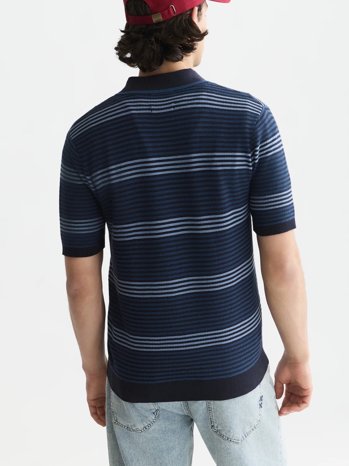 Striped Structured Knitted Regular-Fit Polo Man Scotch & Soda Ensign Blue Stripe L