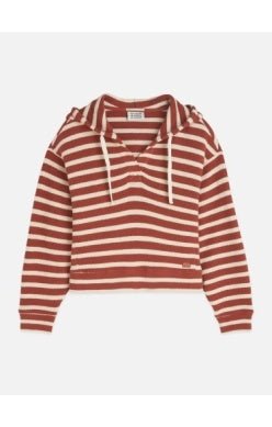 Striped Towelling Hoodie Scotch Soda Femme Burnt Henna Stripe XS