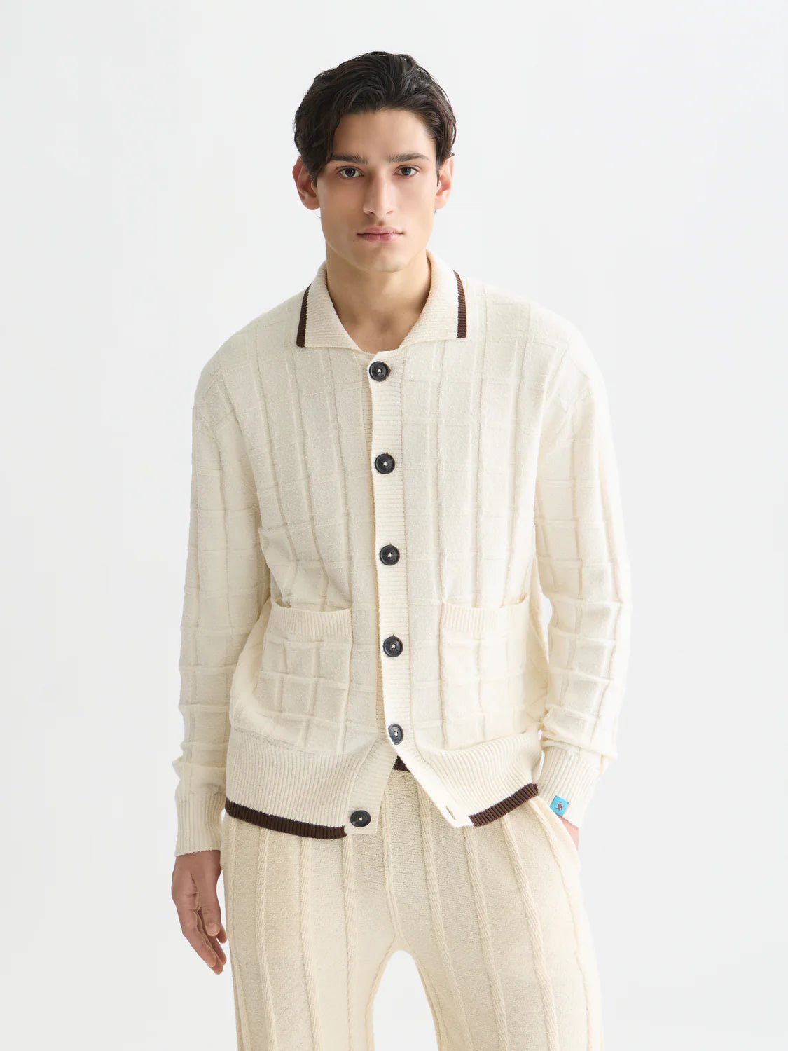 Structured Boucle Cardigan Men Knitwear Scotch Soda Homme Eggnog L