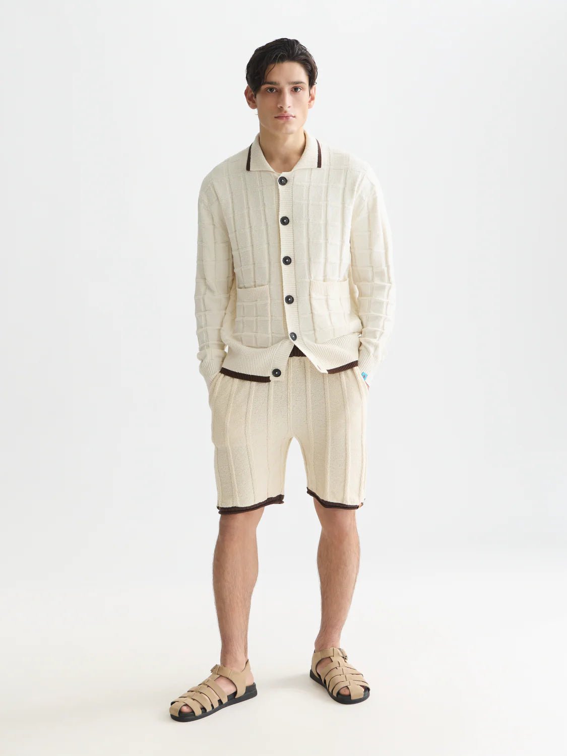 Structured Boucle Cardigan Men Knitwear Scotch Soda Homme Eggnog M