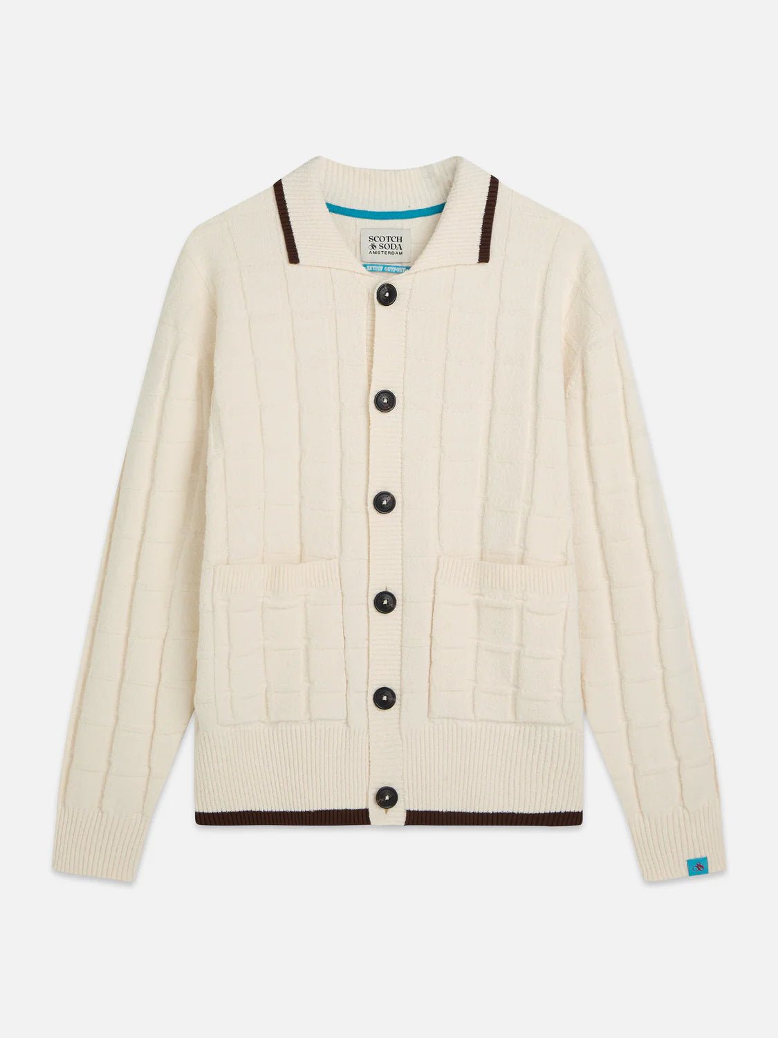 Structured Boucle Cardigan Men Knitwear Scotch Soda Homme Eggnog XL