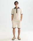 Structured Knitted Loose-Fit Polo Men Polos Scotch Soda Homme Eggnog M