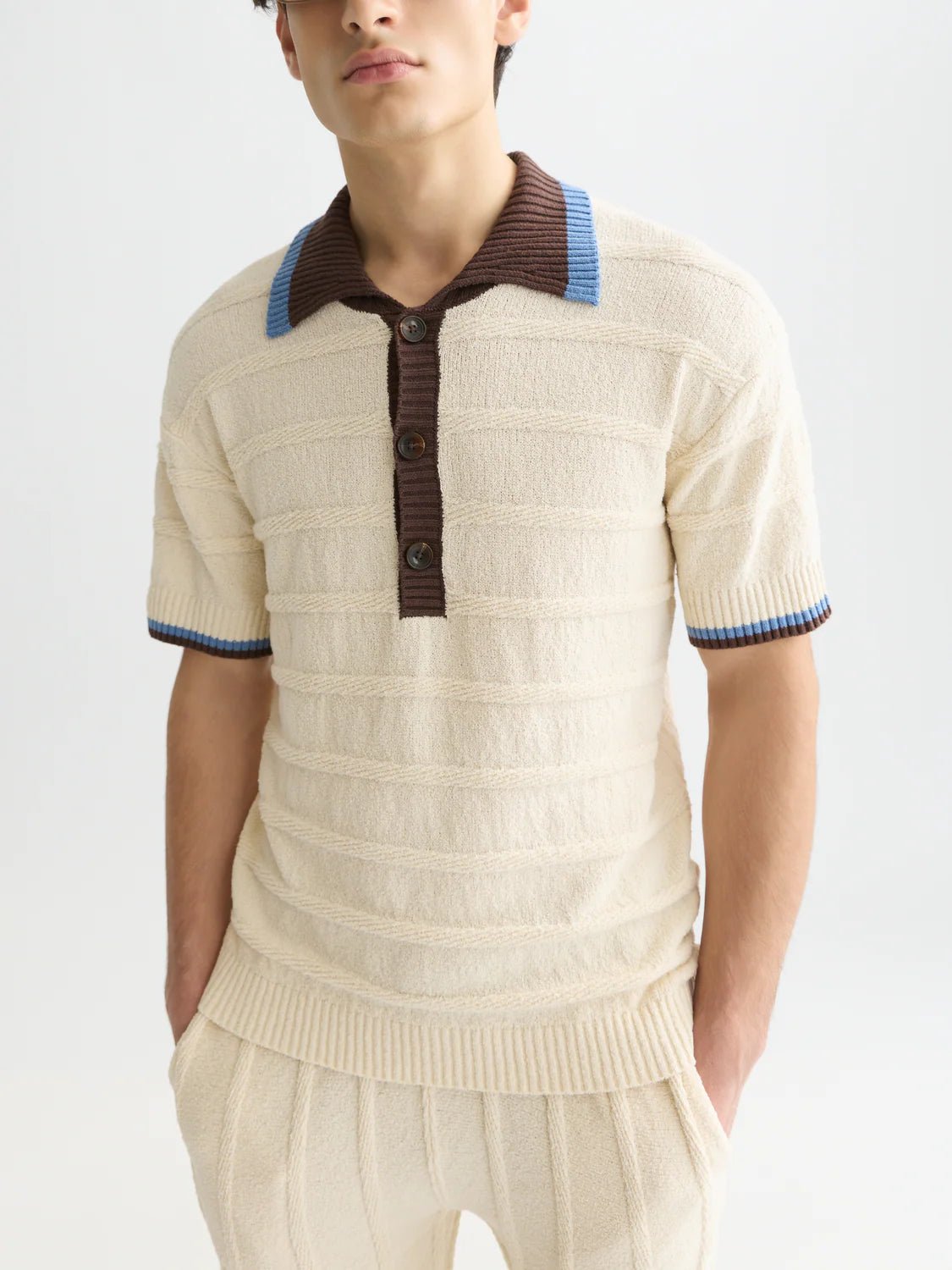 Structured Knitted Loose-Fit Polo Scotch Soda Homme