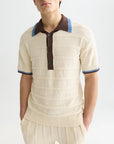Structured Knitted Loose-Fit Polo Men Polos Scotch Soda Homme Eggnog S