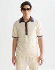 Structured Knitted Loose-Fit Polo Men Polos Scotch Soda Homme Eggnog XS