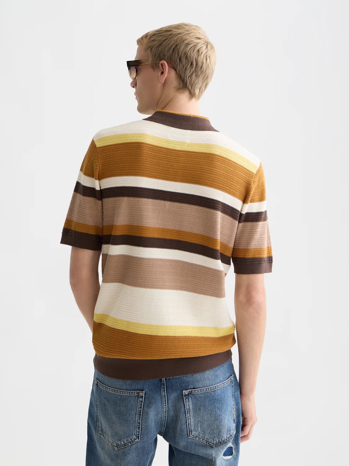 Structured Striped Knitted Polo Men Polos Scotch Soda Homme Cathay Spice Stripe L