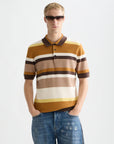 Structured Striped Knitted Polo Men Polos Scotch Soda Homme Cathay Spice Stripe XS