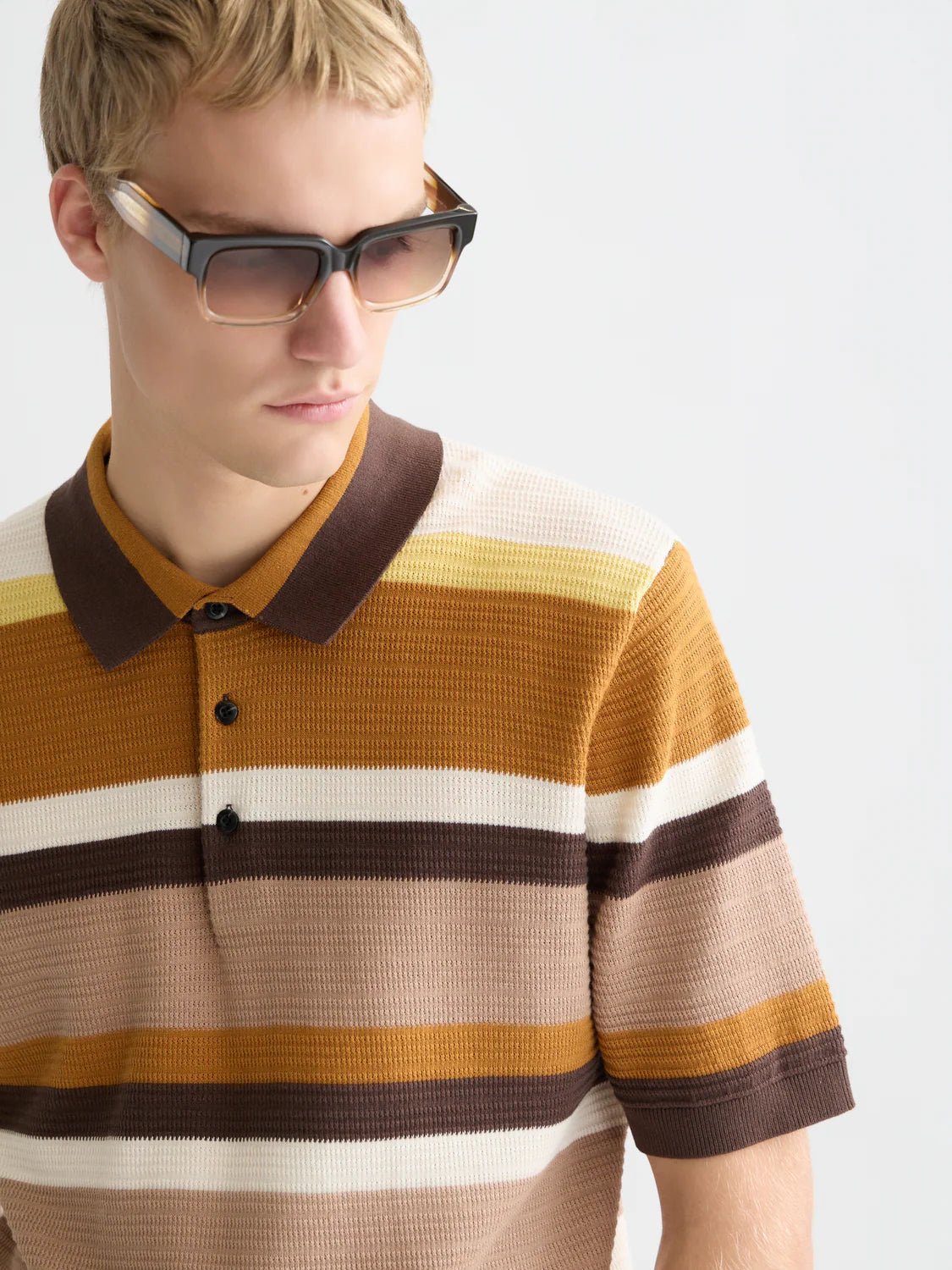 Structured Striped Knitted Polo Men Polos Scotch Soda Homme Cathay Spice Stripe M