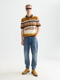 Structured Striped Knitted Polo Men Polos Scotch Soda Homme Cathay Spice Stripe S