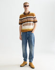Structured Striped Knitted Polo Men Polos Scotch Soda Homme Cathay Spice Stripe S