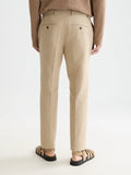 Stuart Structured Linen-Blend Regular Slim-fit Chino Men Trousers Scotch Soda Homme Amphora Micro Check 31-30