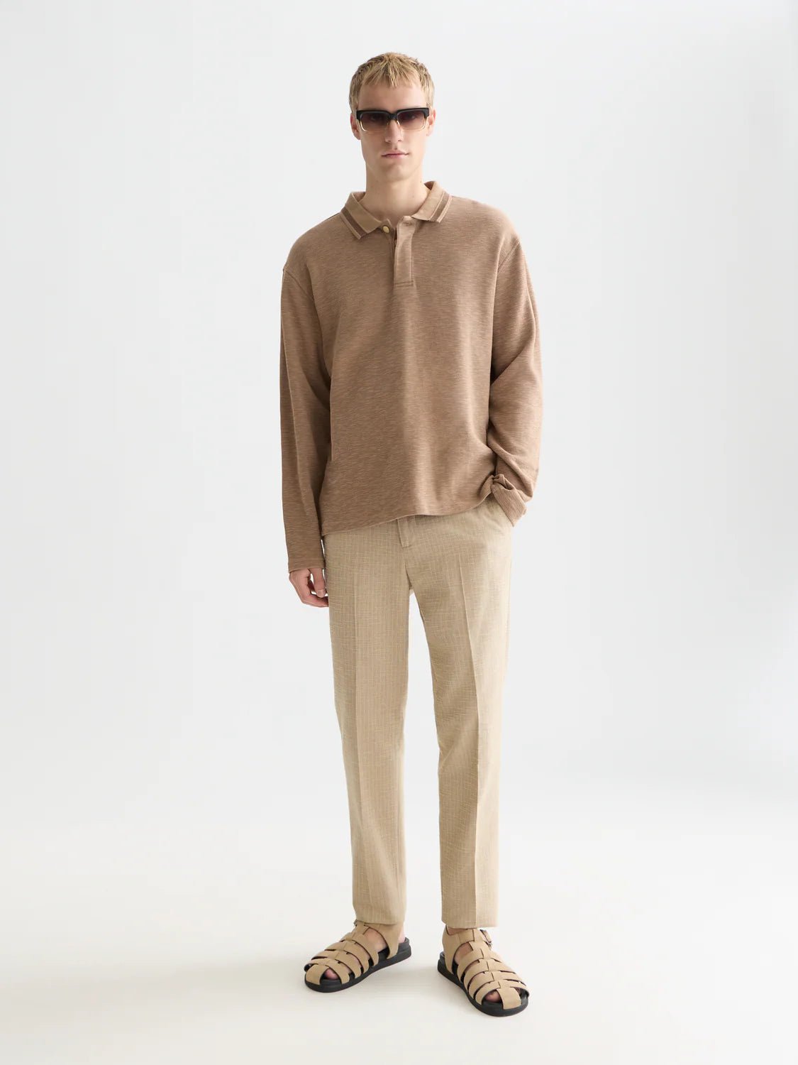 Stuart Structured Linen-Blend Regular Slim-fit Chino Men Trousers Scotch Soda Homme Amphora Micro Check 29-30