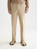 Stuart Structured Linen-Blend Regular Slim-fit Chino Men Trousers Scotch Soda Homme Amphora Micro Check 30-30