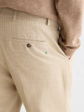 Stuart Structured Linen-Blend Regular Slim-fit Chino Men Trousers Scotch Soda Homme Amphora Micro Check 34-32