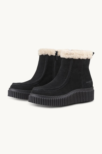 Suede Boots with Shearling Footwear ILSE JACOBSEN BLACK 34