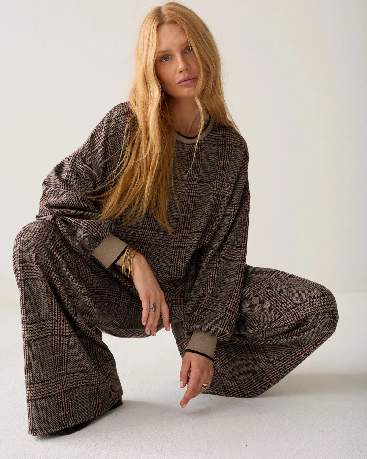 Sweatshirt in plaid jacquard Woman SUMMUM