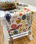 TABLE RUNNER WITH TESSELS - Dora Nola DORA NOLA Beige