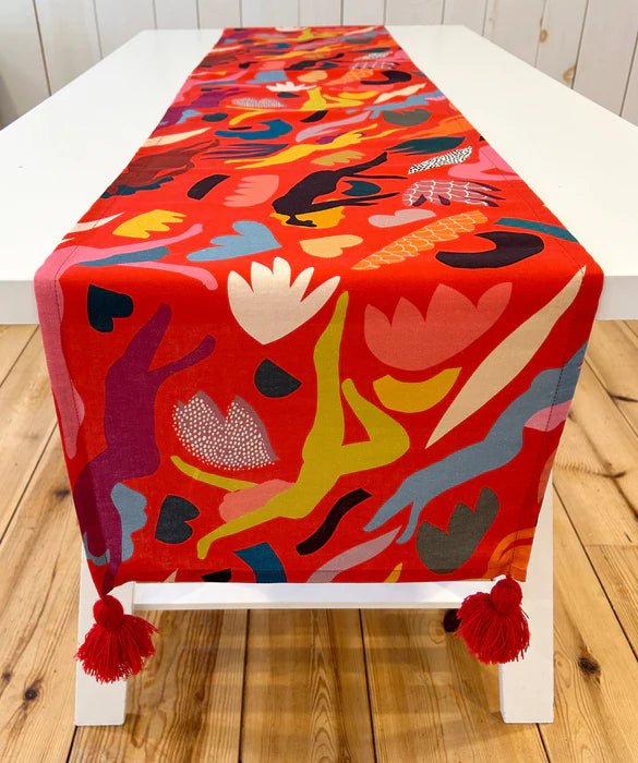 TABLE RUNNER WITH TESSELS - Dora Nola DORA NOLA Rouge