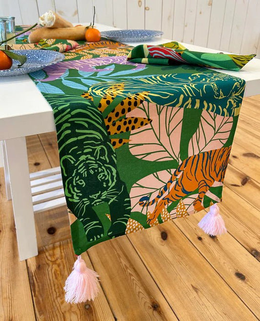 TABLE RUNNER WITH TESSELS - Dora Nola DORA NOLA Vert