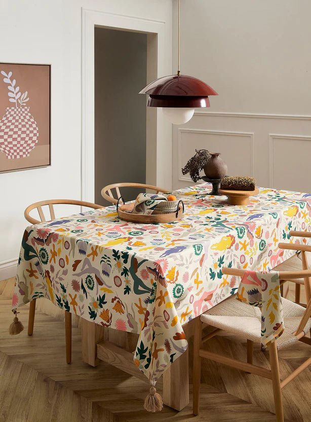 TABLECLOTH WITH TASSELS - Dora Nola DORA NOLA Beige