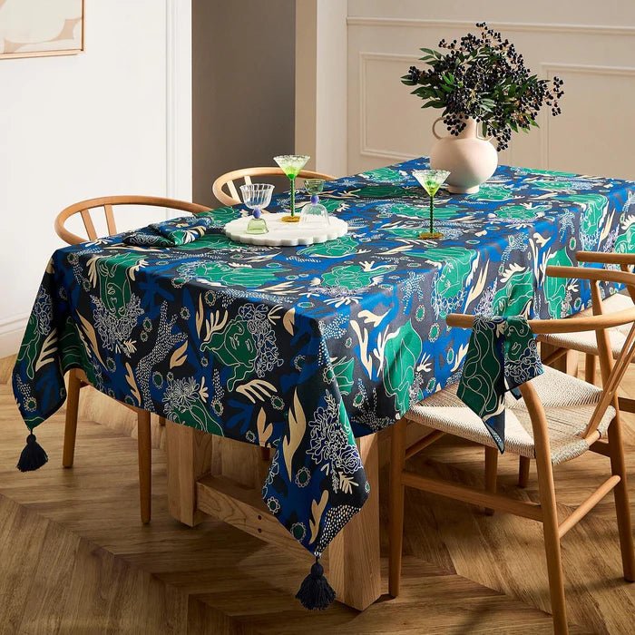 TABLECLOTH WITH TASSELS - Dora Nola DORA NOLA Bleu