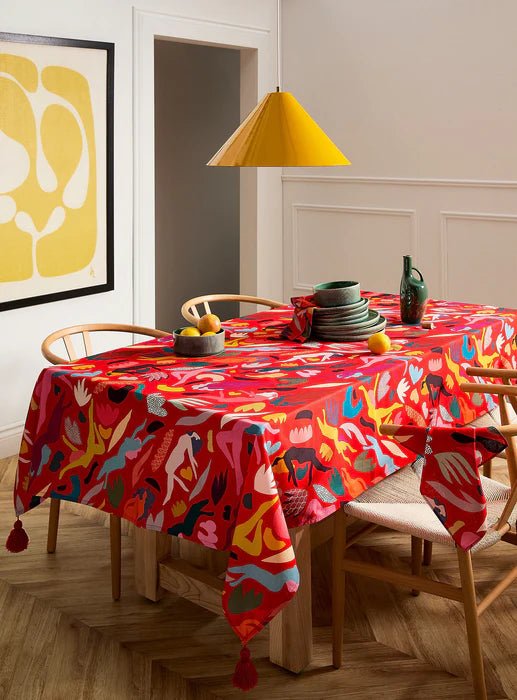 TABLECLOTH WITH TASSELS - Dora Nola DORA NOLA Rouge