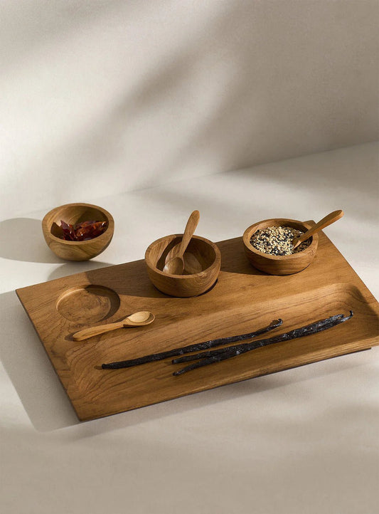 TEAK WOOD APERITIF BOARD AND BOWLS CUISINE Crusoe