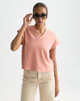 Tencel V-Neck Short Sleeve Sweater Woman Scotch Soda Femme Canyon Clay M