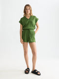 Tencel V-Neck Short Sleeve Sweater Knitwear Scotch Soda Femme
