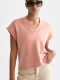 Tencel V-Neck Short Sleeve Sweater Knitwear Scotch Soda Femme Canyon Clay S